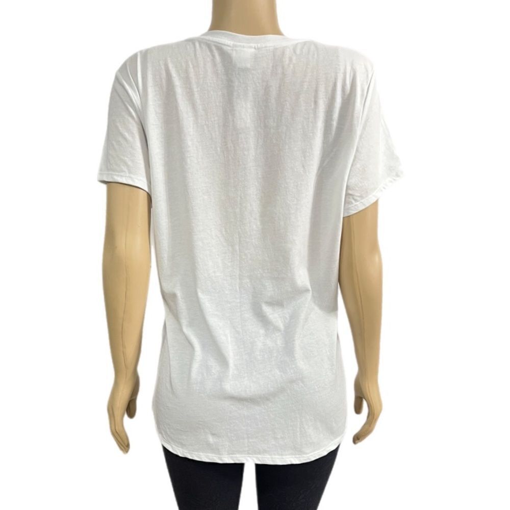 Victoria’s Secret Pink Everyday Crew Neck T-shirt Shimmer Palms White - Picture 5 of 5